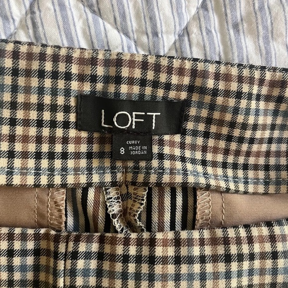 LOFT Wideleg Cropped Plaid Pant, Sz 8, EUC - Picture 4 of 5